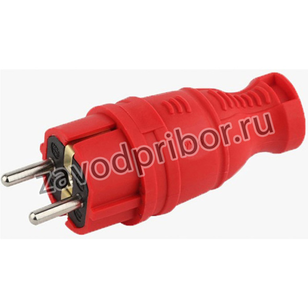 Вилка прямая каучук с/з 16А IP44 красная 5511501