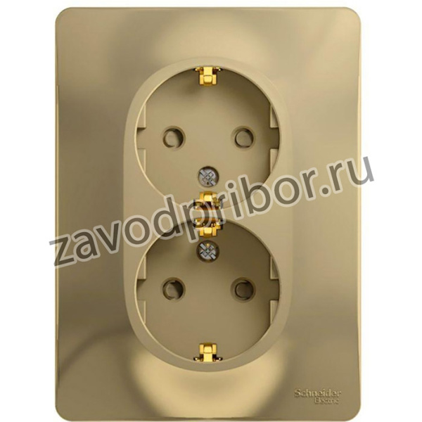 Розетка 2-м СП Glossa 16А IP20 с заземл. защ. шторки в сборе титан SE GSL000426