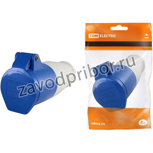 Розетка 213 переносная 2Р+РЕ 16А 220В IP44 TDM