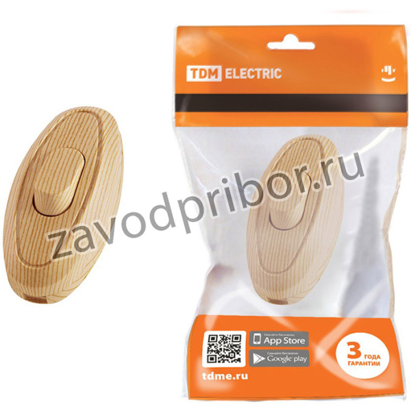 Выключатель на шнур 6А 250В ЭКО сосна TDM