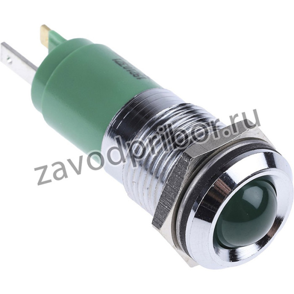 192103Z1, Green Panel Mount Indicator, 24V, 14mm Mounting Hole Size, Solder Tab Termination, IP67