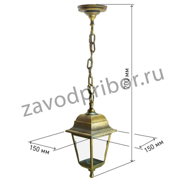 Садово-парковый светильник ЭРА НСУ 04-60-001 бронза 4 гранный подвесной IP44 Е27 max60Вт Б0048106