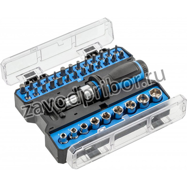 Реверсивная отвертка c набором насадок в органайзере, 36 пр., сталь S2 HOGERT HT1S101