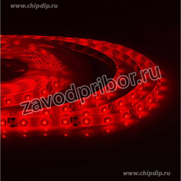 00-04 Светодиодная лента 12В, 4,8Вт/м, smd3528, 60д/м, IP65, подложка 8мм, 5м, крас.