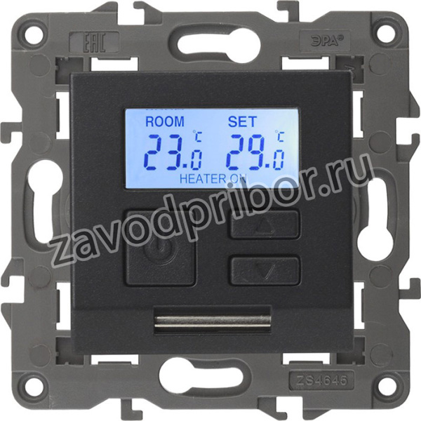 14-4111-05 ЭРА Терморегулятор универс. 230В-Imax16А, IP20, Эра Elegance, антрацит Б0034379