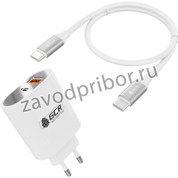 GCR-52957, GCR Комплект сетевое зарядное устройство 36W USB TypeA + TypeC, PD18W + Quick Charge 3.0 + кабель 1.