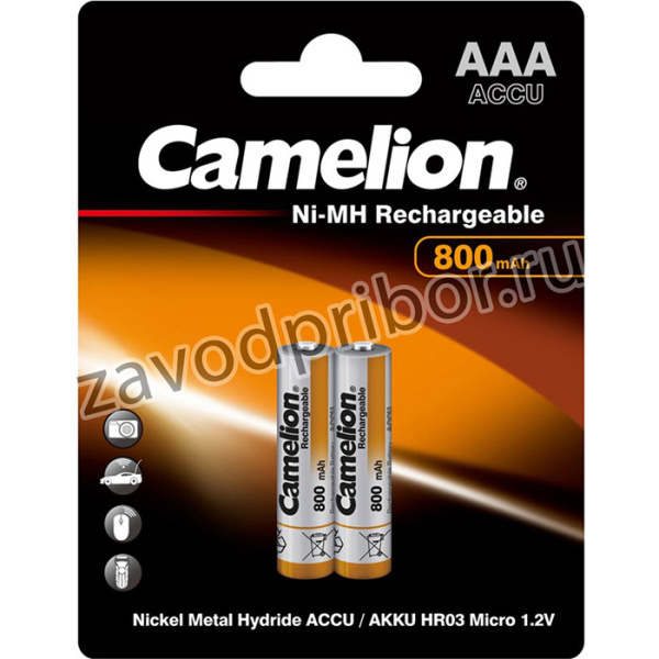 Camelion AAA- 800mAh Ni-Mh BL-2 (NH-AAA800BP2, аккумулятор,1.2В)