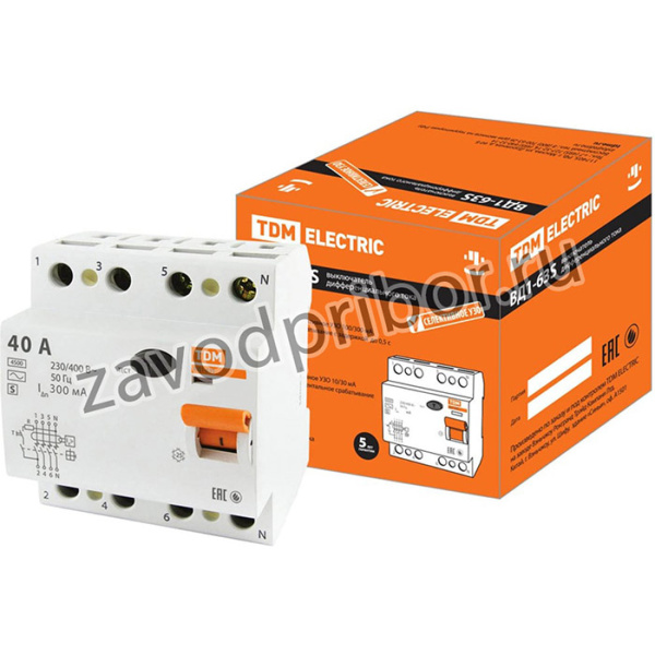 Устройство защитного отключения ВД1-63S 4Р 40А 300мА SQ0203-0069