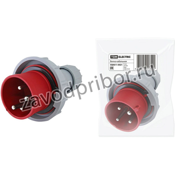 Вилка кабельная IP67 16А 3Р+РЕ 380В TDM