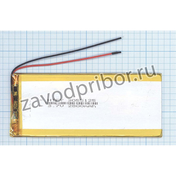 Аккумулятор универсальный 3x55x125 мм 3.8V 2800mAh Li-Pol (2 Pin)