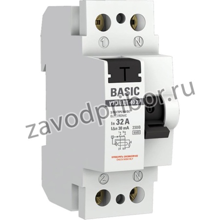 Устройство защитного отключения УЗО 2P 32А/30мА (электронное) Basic elcb-2-32-30e-sim