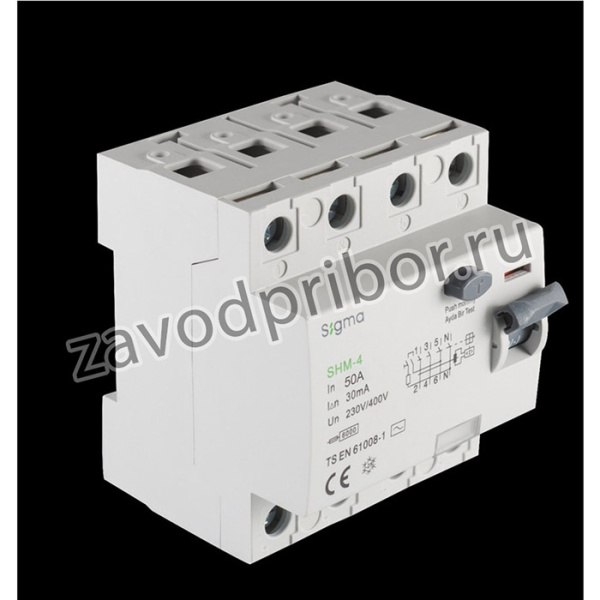 Выключатели дифференциального тока ВДТ (УЗО) AC 4P 30mA 6kA 50A, SIGMA ELEKTRIK