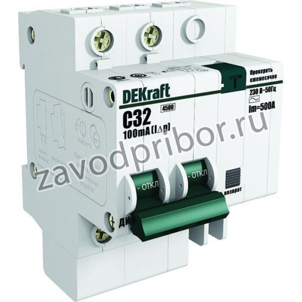Выключатель автоматический дифференциального тока 2п C 40А 30мА тип AC 4.5кА ДИФ-101 6мод. DEKraft 15007DEK