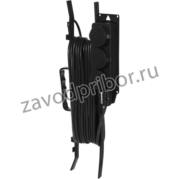 Удлинитель силовой Starwind ST-PS3.10/FRB-16 3x0.75кв.мм 3розет. 10м КГ 16A пласт.рамка черный