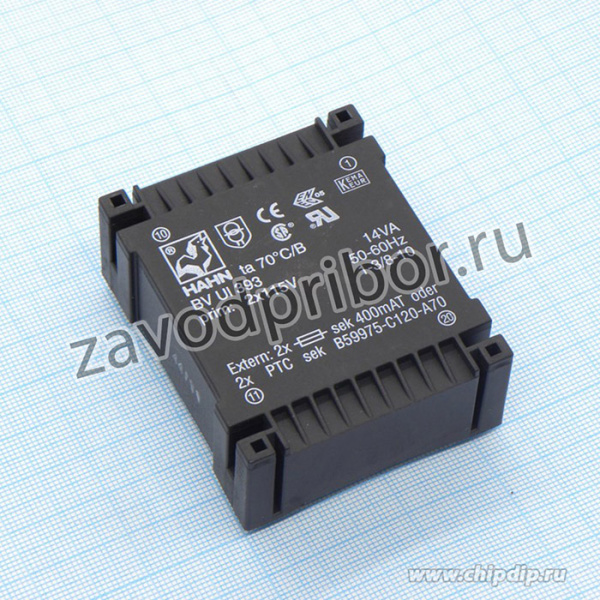 BV UI 393 0081, (14W 2x12V 2x583mA 2*115V), Трансформатор питания 14ВА 2*115В, 2*12В, 2*583мА 70/B (45)