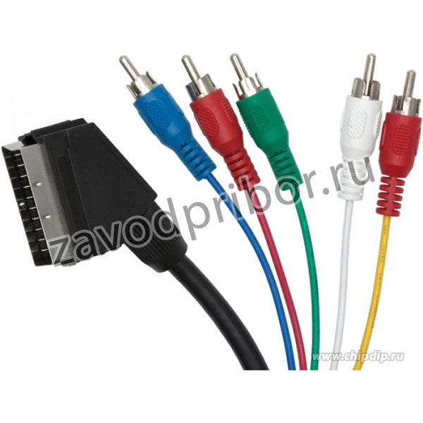 CB-212, Кабель SCART-21P штекер - 5xRCA штекер (1.5м)