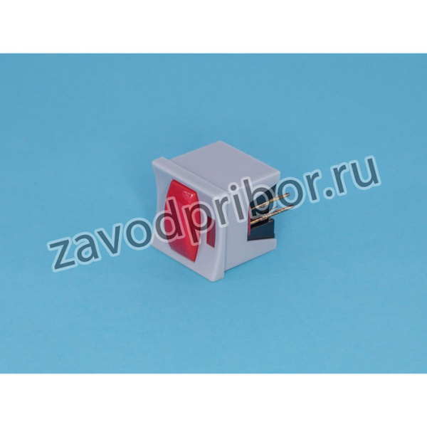 PSM2-1-R-G-R, Кнопка мини с фиксацией, красная в сером корпусе с красным индикатором