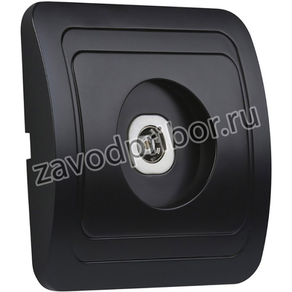 Розетка телевизионная 1-местная черная 75Ом 5-862МГц "Марс" (SBE-02b-S1-TV)