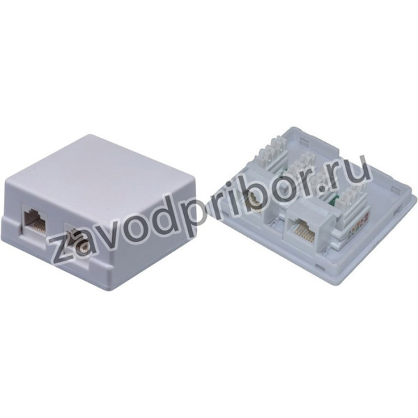 Внешняя сетевая розетка NEOMAX [NM-SMB-KJ45- U5E-2PD-102-WH] Cat.5E,UTP, 2 порта, цвет белый