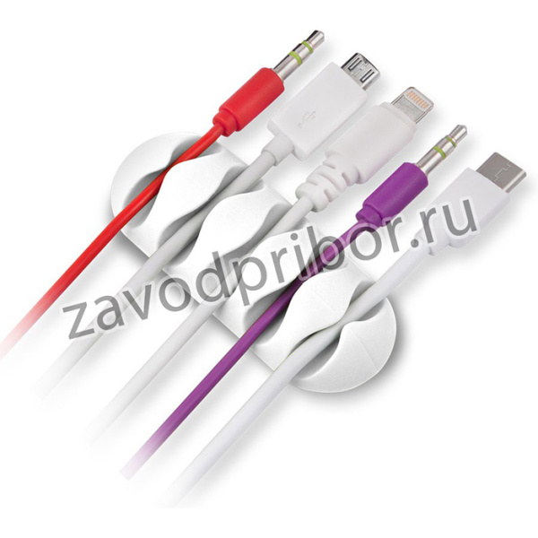 CM1104W, Зажим кабельный 5-х закругленный, приклеивающийся, белый