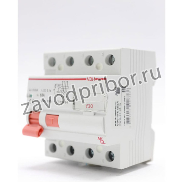 УЗО VDH-4P-63A-30mA-ТипAC 400678