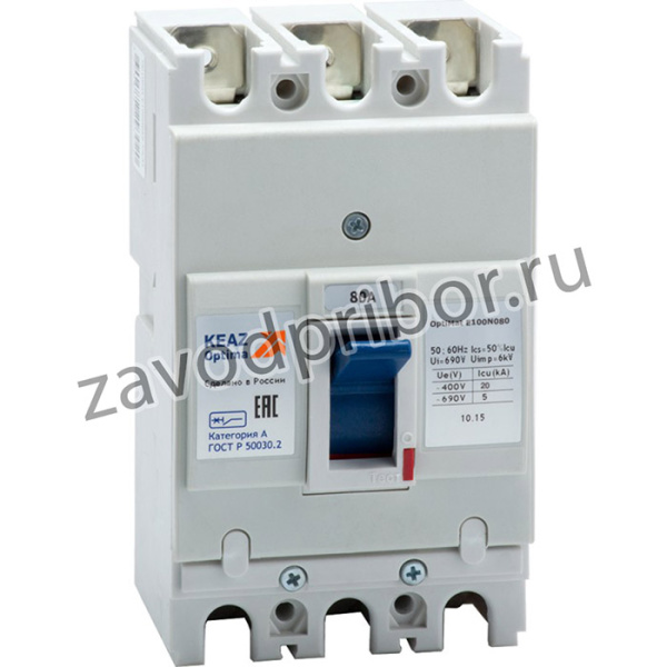 Выключатель автоматический 20кА OptiMat E100N080 УХЛ3 КЭАЗ 224962