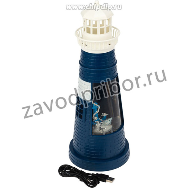 501-171, Декоративный светильник Маяк синий с конфетти и подсветкой, USB
