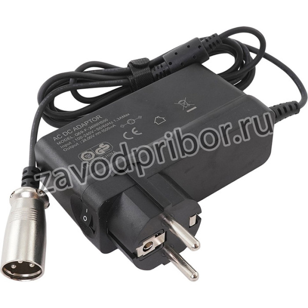 Зарядное устройство (блок питания) для самоката GT GT-200 24V 1.5A 36W 3 pin черное, в розетку