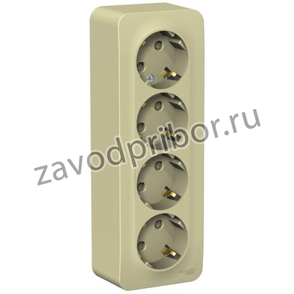 Розетка 4-м ОП Blanca 16А IP20 250В с заземл. защ. шторки с изолир. пластиной беж. SE BLNRA011417