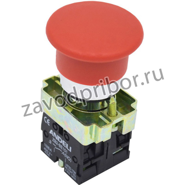 Кнопка XB2-BС42 "Грибок" без подсветки красный 1НЗ (ANDELI)