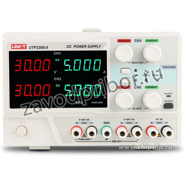 UTP3305-II, Источник питания 3 канала: 2 канала 0-32В/5A;1 канал 5V/3A