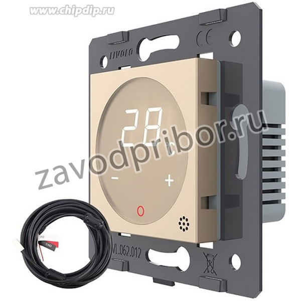 Терморегулятор пола сенсорный Livolo с внешним датчиком, цвет золотой (механизм) VL-FCQ1-2APS72 Ливолотач