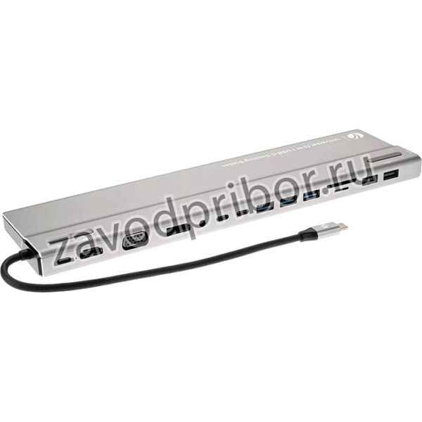 Док-станция VCOM USB 3.1 Type C M/3 x USB 3.0 F/HDMI F/VGA F/DisplayPort F/2 x USB 2.0 F/2 x USB 3.1 F/RJ45/TF F/SD F (CU4703), Адаптер Type