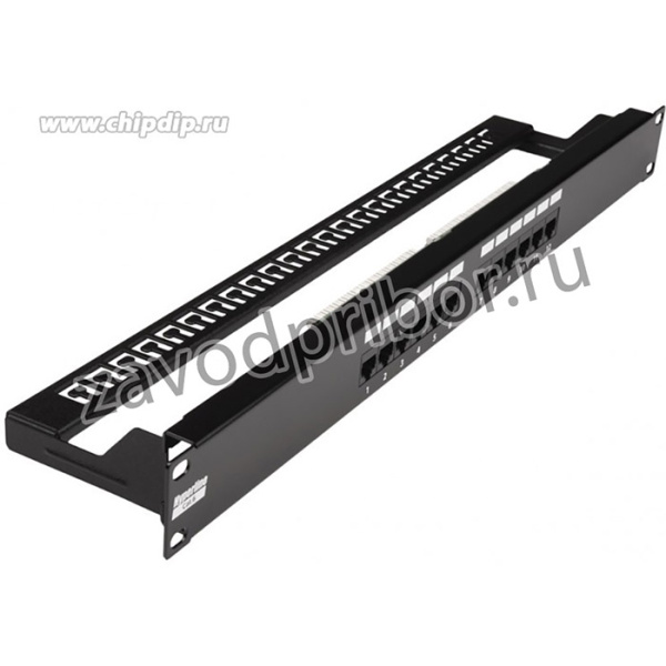 01 Hyperline PP2-19-12-8P8C-C6-110D Патч-панель 19", 1U, 12 портов RJ-45, категория 6, Dual IDC