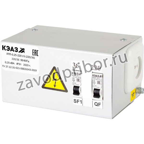 Ящик с понижающим трансформатором ЯТП 0.25 220 У3 (220/24) КЭАЗ 296235