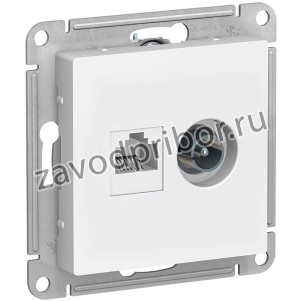 Розетка компьютерная + телевизионная 2-м AtlasDesign RJ45 кат.5E + TV механизм бел. SE ATN000189