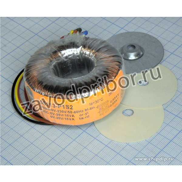 55113-P1S2, (30W 2x25V 0,6A 230V), Тороидальный трансформатор 30ВА 230В 2x25В 0,6A S, TRT30225