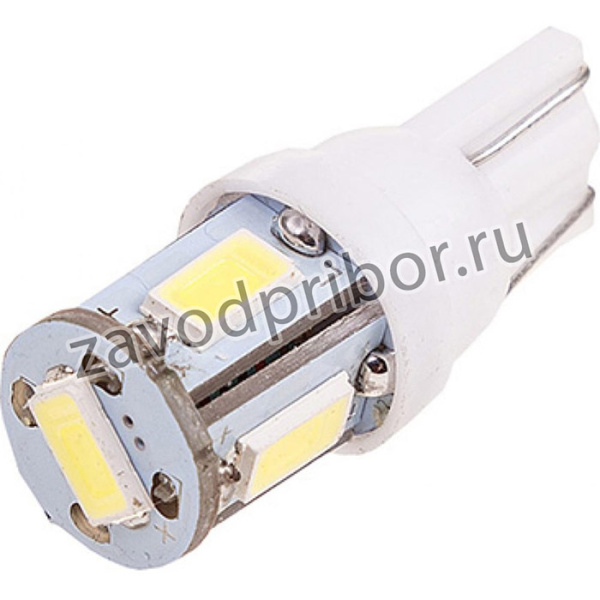 Автолампа диод T10 12V 5 SMD Блистер без цоколя 1-конт Белая компл. 2 шт. Габариты, номер, S08201343