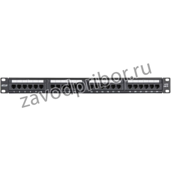 Панель 19", 1U, 24 порта, категория 6, RJ45/8P8C, неэкранированная, черная EC-URP-24-UE2