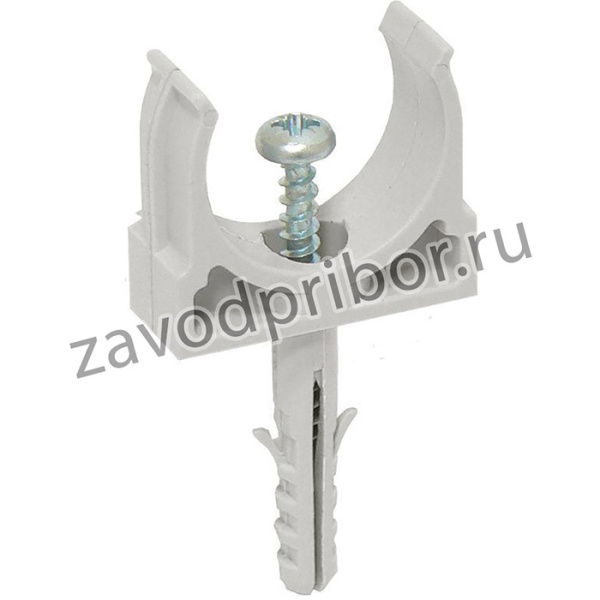 Держатель для труб (клипса) CT32 с защелкой и дюбелем IEK CTA10D-CT32-K41-050