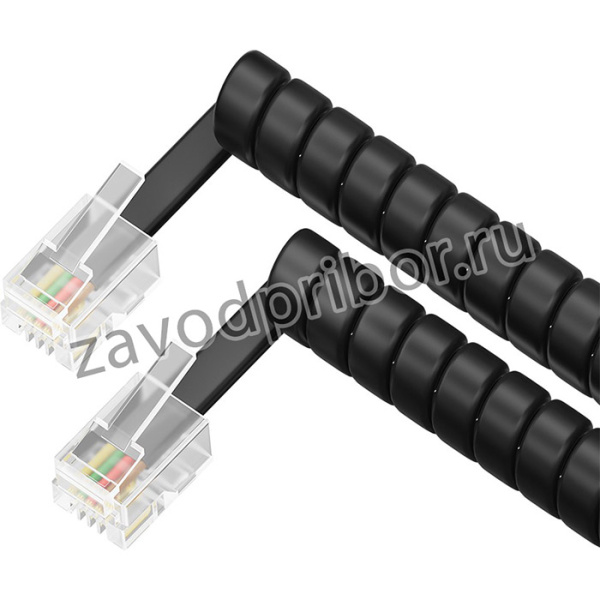 GCR-TPC4P4C2-7.5m, GCR Телефонный шнур витой для трубки 7.5m, RJ9 4P4C (джек) черный