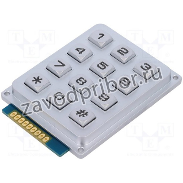 KB304-MNS-WP-B, Клавиатура: металл, Кол-во кноп: 12, LED, металл, 200мОм, 1,2Н, 20мА