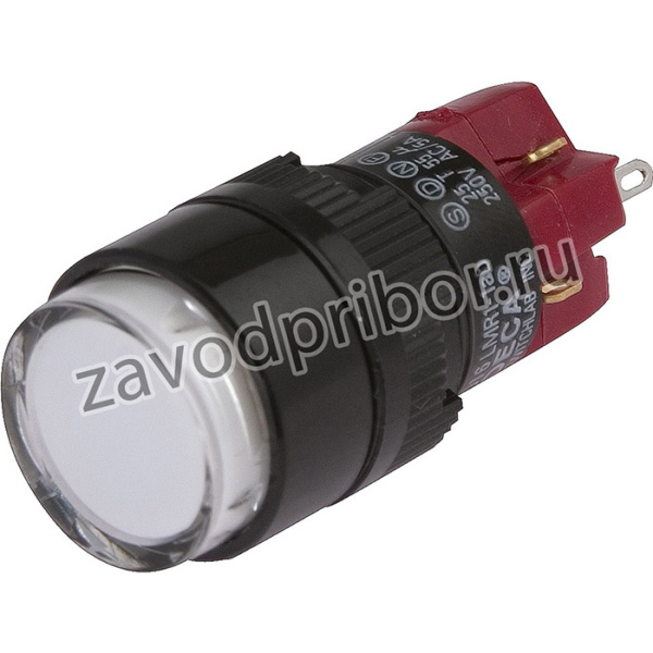 D16LMR1-1abCW, Кнопка без фиксации (5A 250VAC), Incandescent подсветка 28V AC/DC 40mA