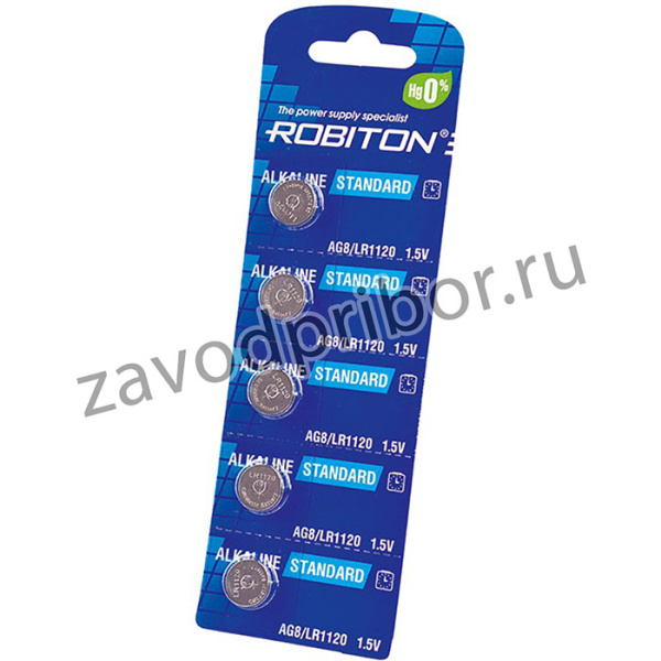 ROBITON STANDARD R-AG8-0-BL5 (0% Hg) AG8 LR1120 391 191 LR55 BL5, Элемент питания