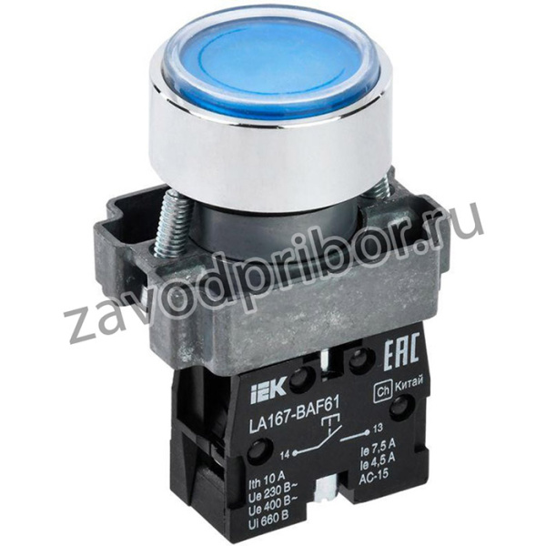 Кнопка LA167-BAF61 d22мм 1з син. IEK BBT20-BAF61-1-22-67-K07