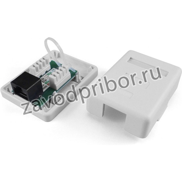 01 Hyperline SB1-1-8P8C-C6-WH Розетка компьютерная RJ-45(8P8C), категория 6, одинарная, внешняя, Dual IDC