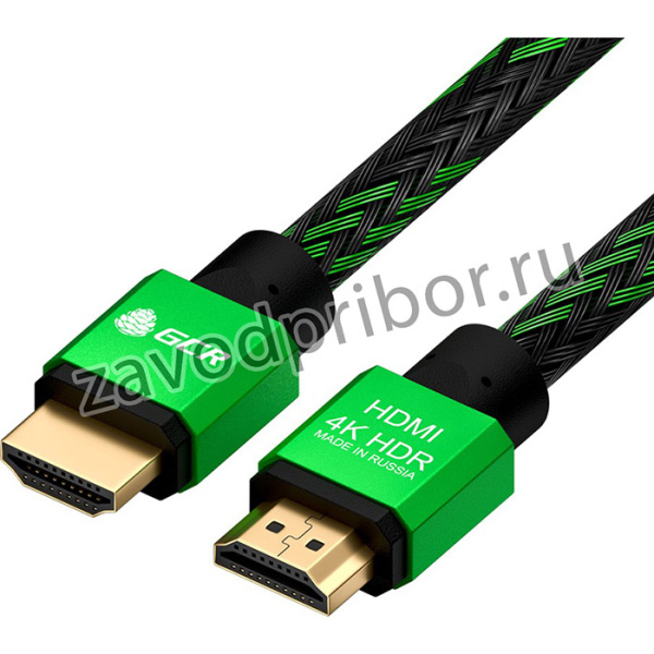 GCR-51487, GCR Кабель PROF 3.0m HDMI 2.0, BICOLOR нейлон, AL корпус зеленый, HDR 4:2:2, Ultra HD, 4K 60 fps 60H