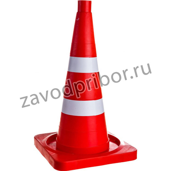 Конус сигнальный 520мм, Оранжевый, с 2-мя белыми полосами, квадратное основание КС-2.4-П