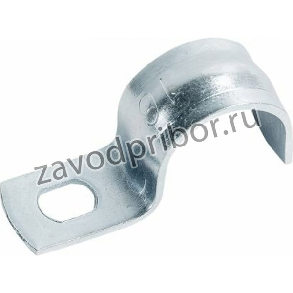 Скоба оцинкованная с одним отверстием для трубы D16мм (100шт) 1кор.=40уп. 43716