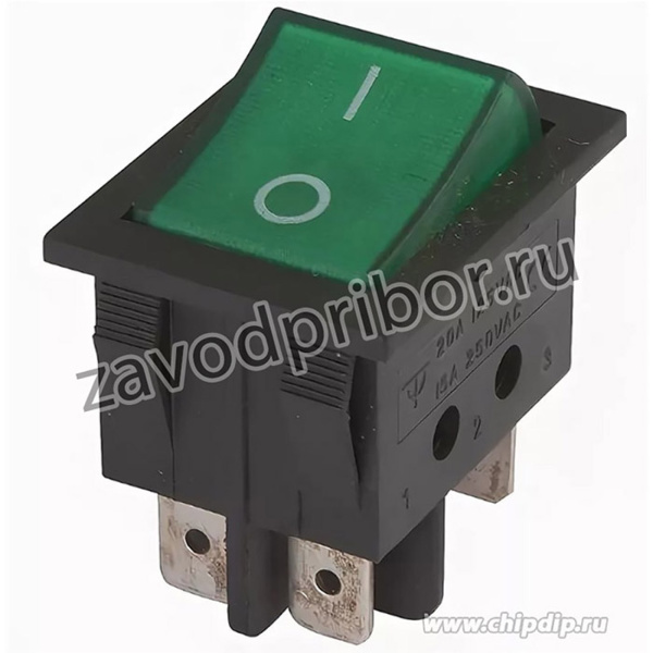 IRS-202-2C7 (зеленый), Переключатель с подсветкой ON-ON (15A 250VAC) DPDT 6P